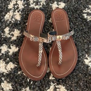 Tory Burch Snake Skin T Strap sandal